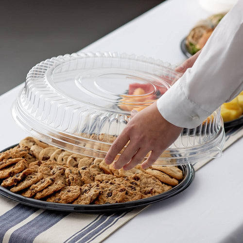 16x22 Clear Pet Plastic Round Catering Tray Low Dome Lid - 25/Case G70633