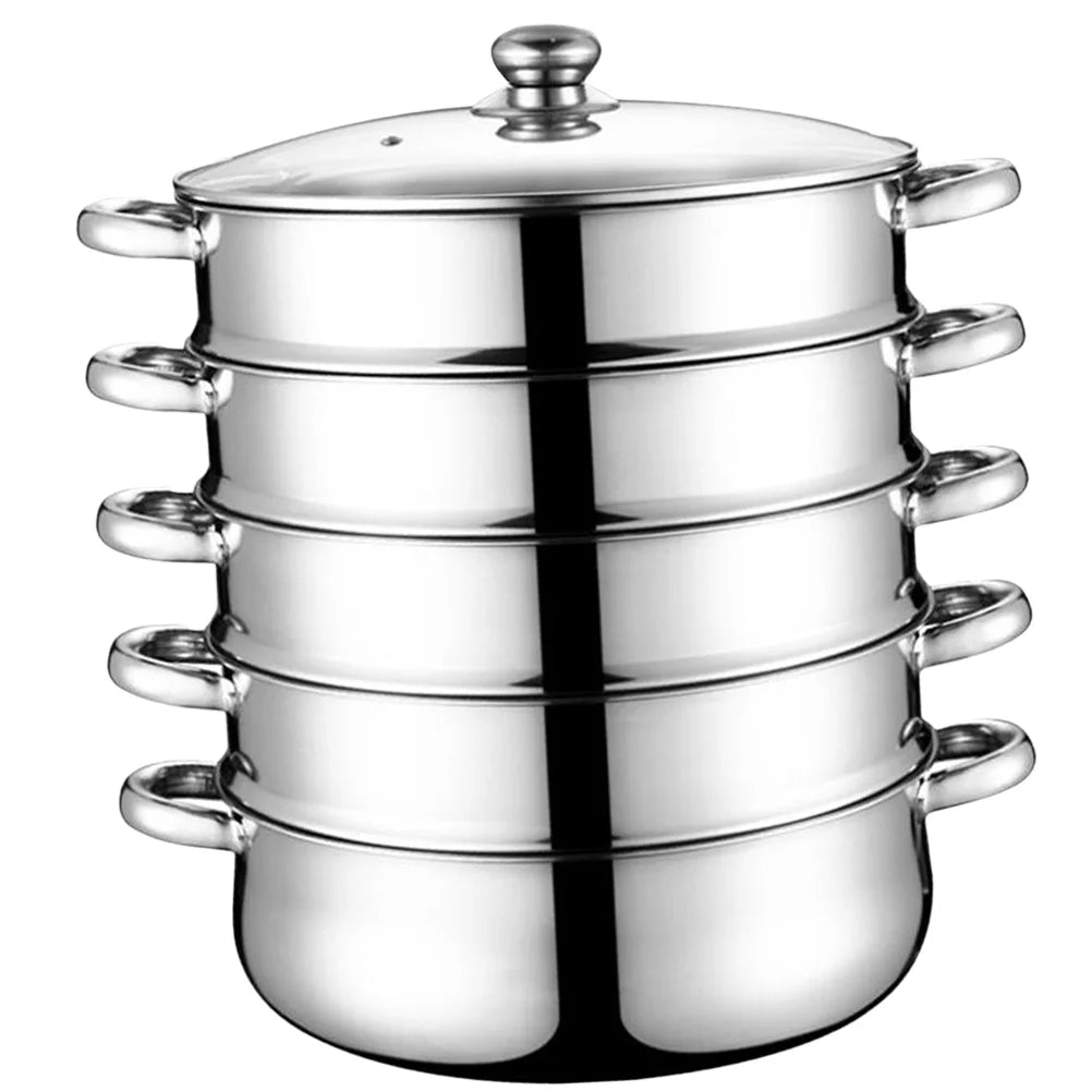 Stainless Steel Steamer Stockpot Soup Pot Silver 28cm I291
