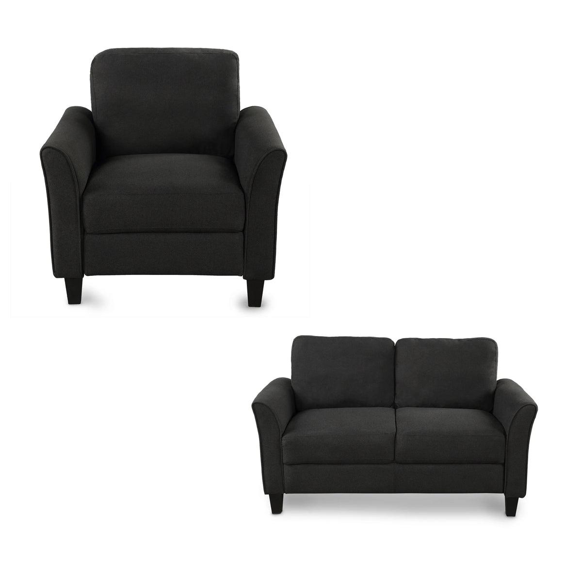 Grey Tight Back Armrest Chair and Loveseat Sofa A1690
