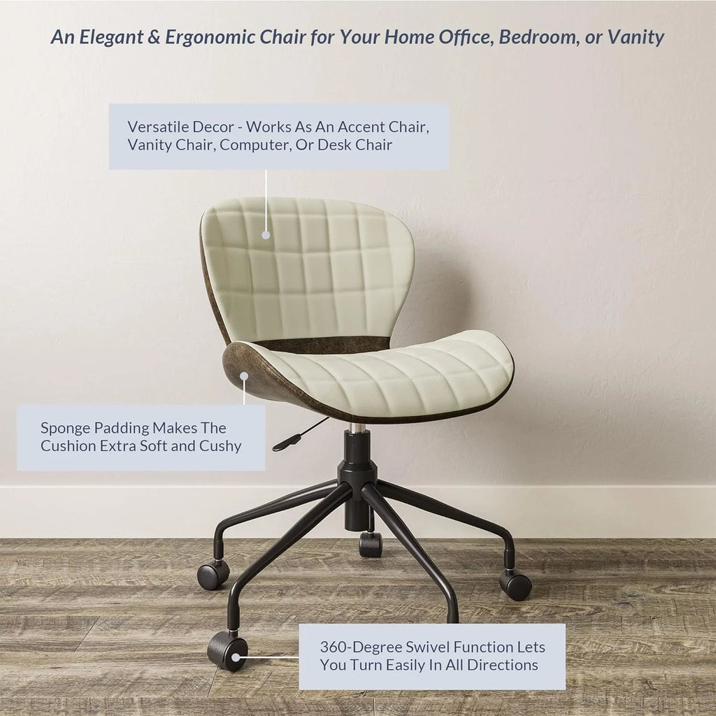 Upholstered Linen Desk Chair with Swivel Wheels and Adjustable Height Z99145