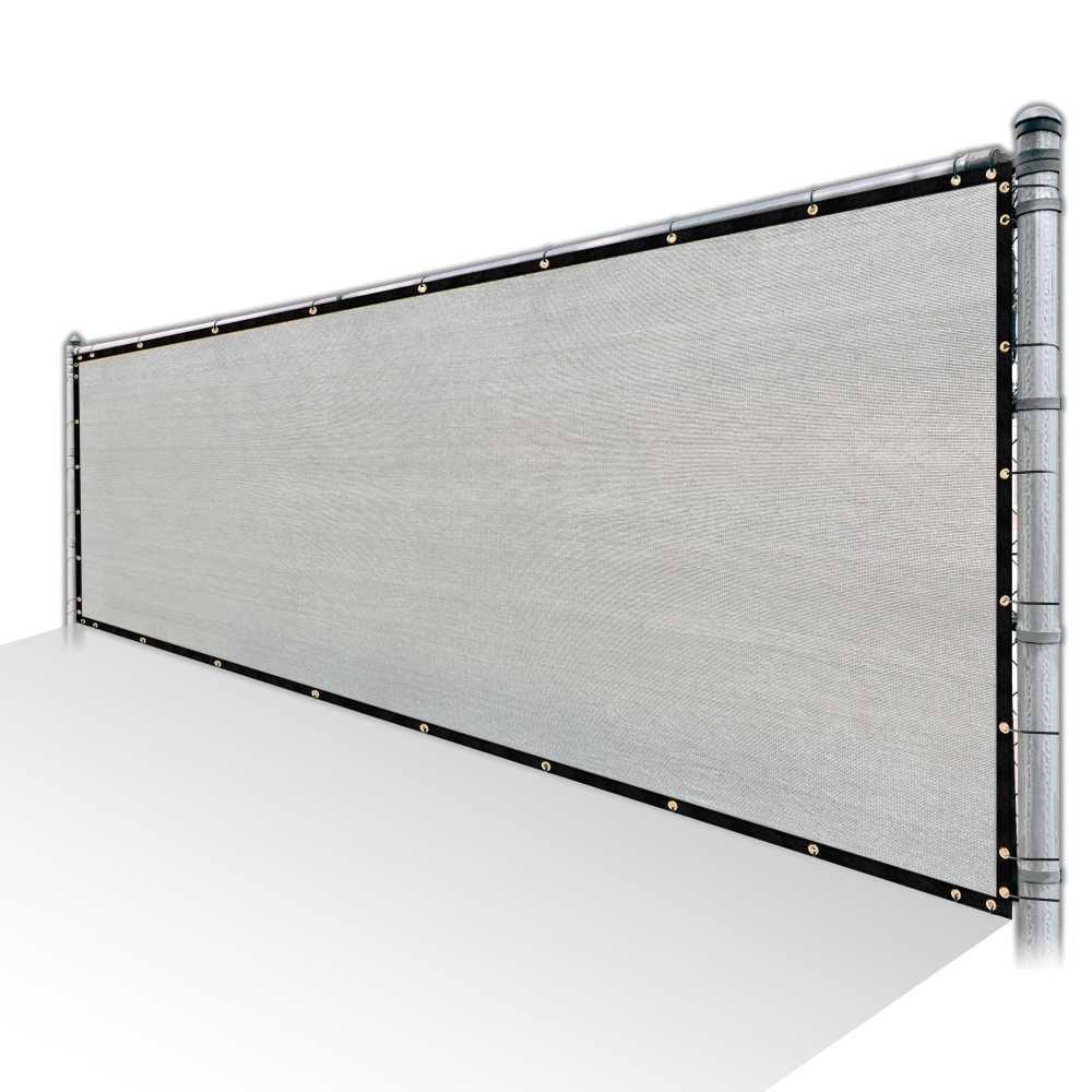 Grey Privacy Fence Screen HDPE Mesh Windscreen with Reinforced Grommets S882