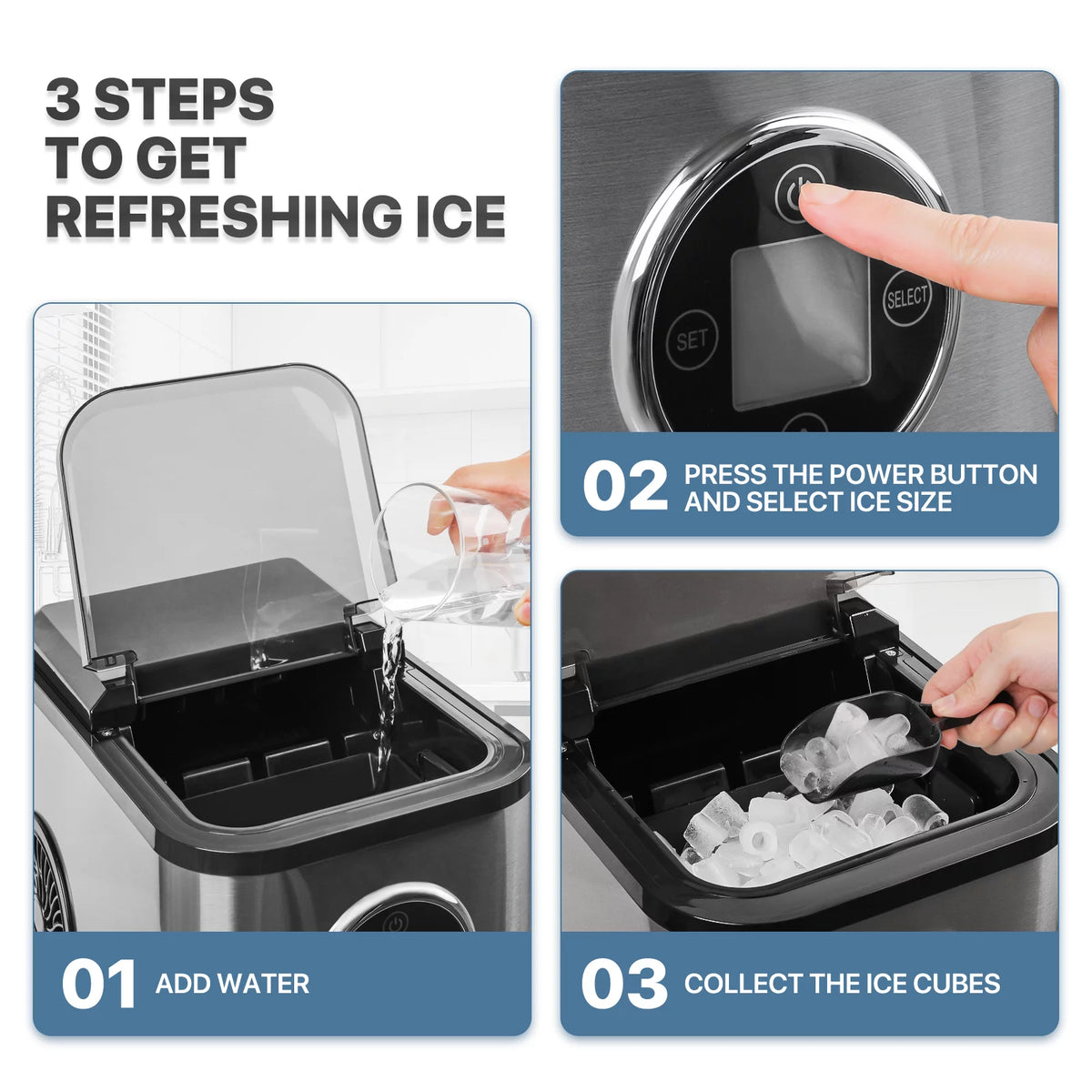 Countertop Portable Ice Maker Machine with Ice Scoop and Basket, Black D76556