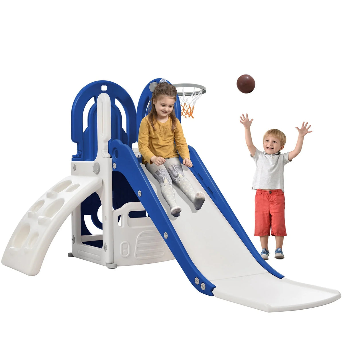 4 in 1 Toddler Climber and Slide Set with Basketball Hoop L467