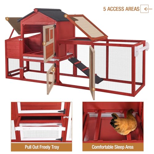 Grey Chicken Coop with Wheels and UV-Resistant Roof O6280