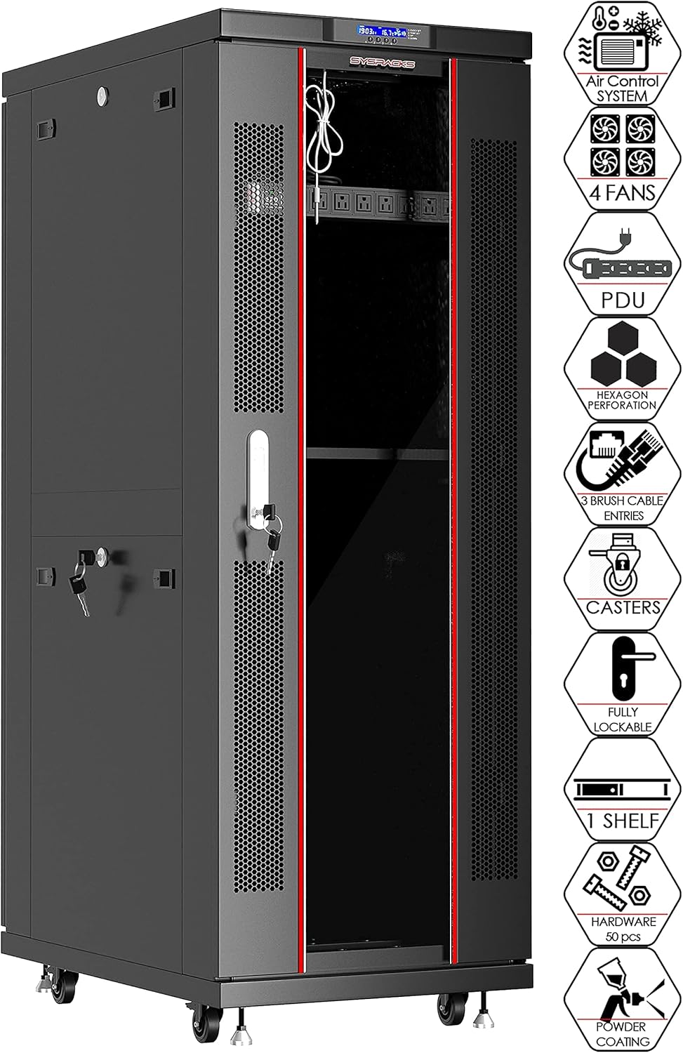 42U Server Rack 39 inch Deep Network Enclosure on Wheels I706