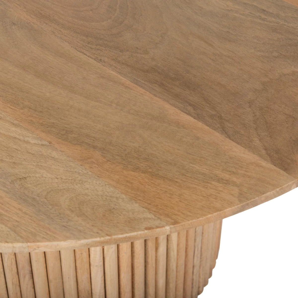 Round Wood Coffee Table with Pedestal End Table Natural 35.5" W471712