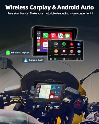 7 inch Motorcycle DVR Wireless Carplay Screen with Dual 2K Cameras GPS Navigation W597577