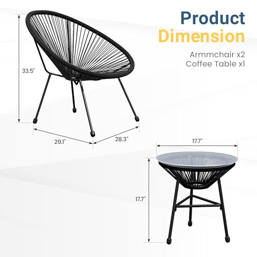3 Piece Black Patio Bistro Set D242475