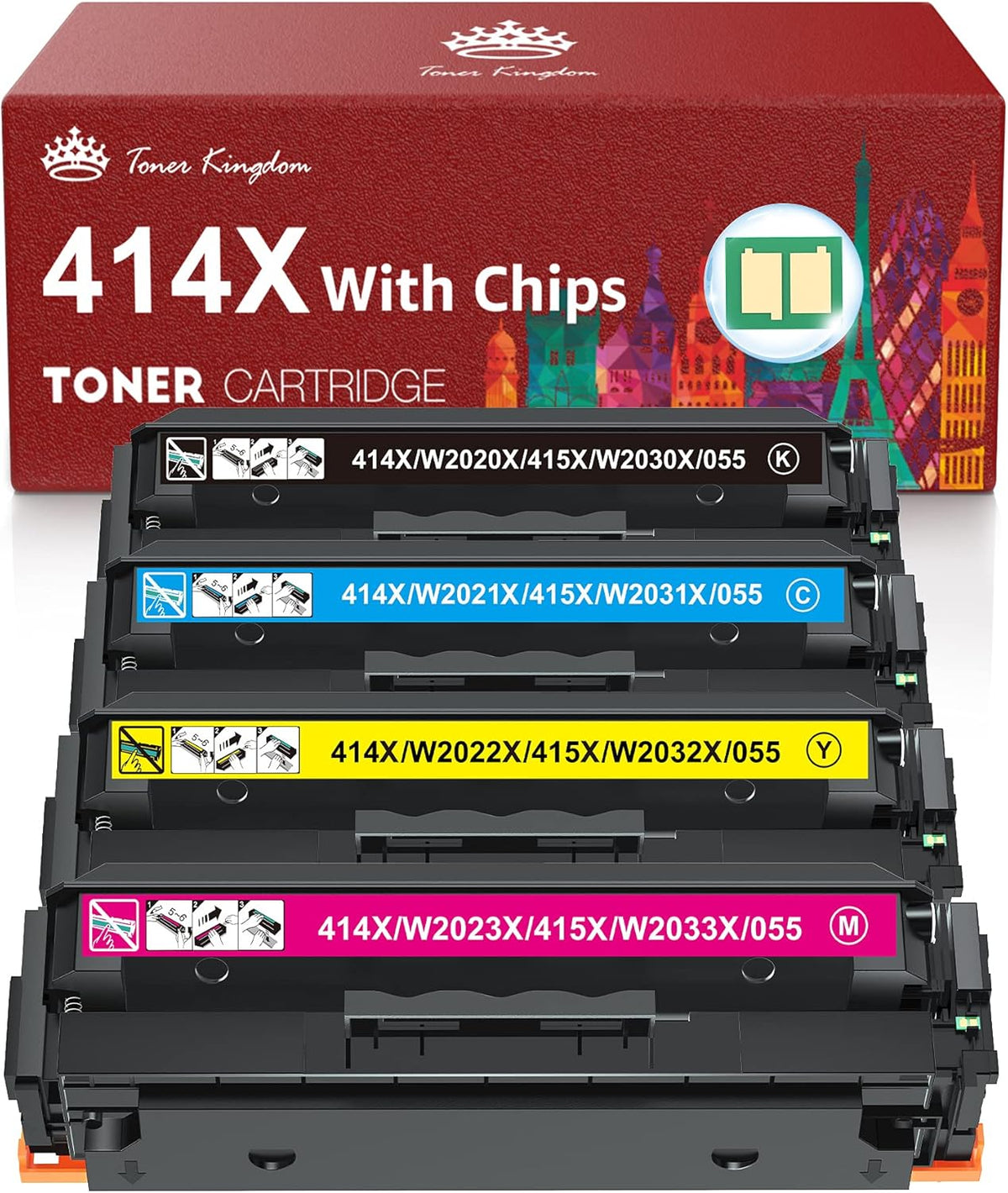 4-Pack High Yield Toner Cartridge with Chips B998