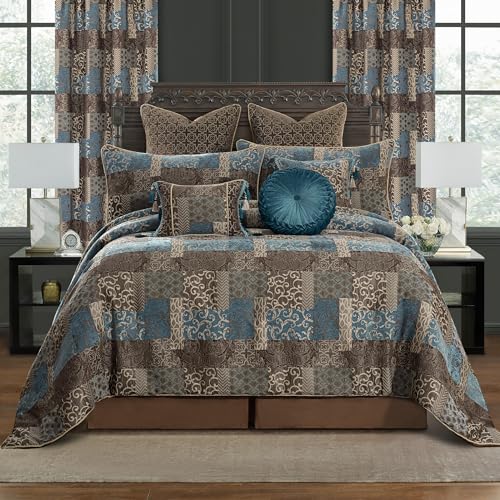 9-Piece King Jacquard Comforter Set with Euro Shams, Bedskirt, Decorative Pillow B7269