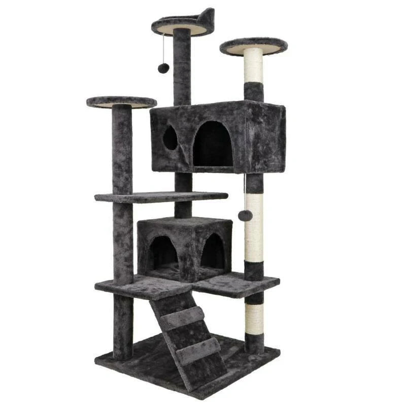 Dark Gray Cat Tree & Scratching Post Tower P121