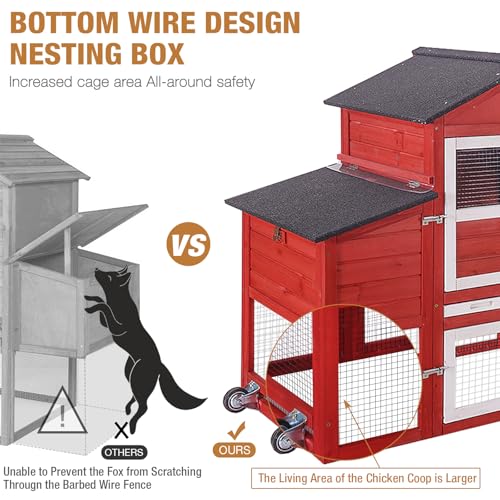 Grey Chicken Coop with Wheels and UV-Resistant Roof O6280