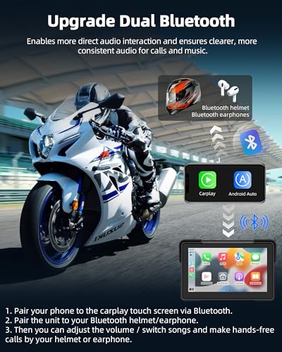7 inch Motorcycle DVR Wireless Carplay Screen with Dual 2K Cameras GPS Navigation W597577