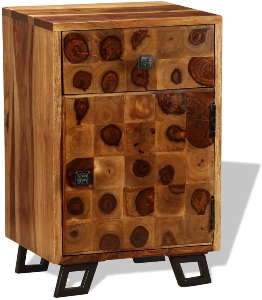 Solid Sheesham Wood Nightstand 14.6"x11.8"x21.3" Q36241