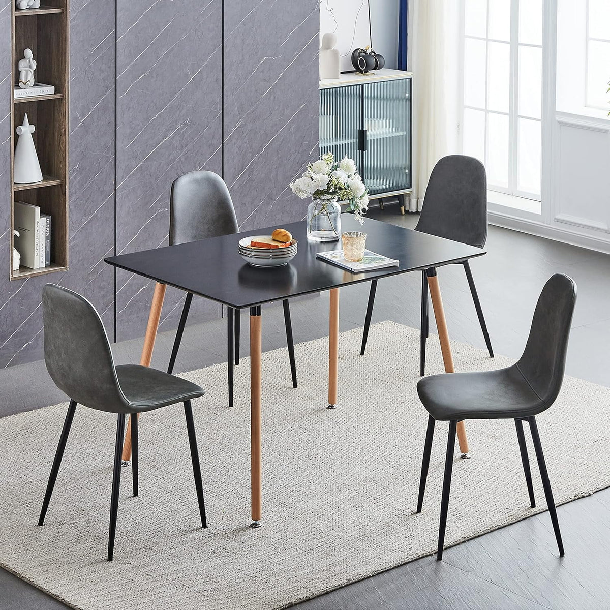 Grey Leathaire Upholstered Dining Chair Set Of 2 C4094