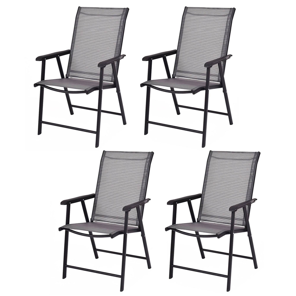 Grey Set of 4 Patio Folding Chairs F537