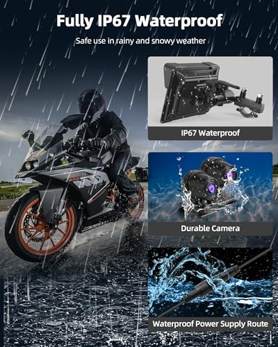 7 inch Motorcycle DVR Wireless Carplay Screen with Dual 2K Cameras GPS Navigation W597577