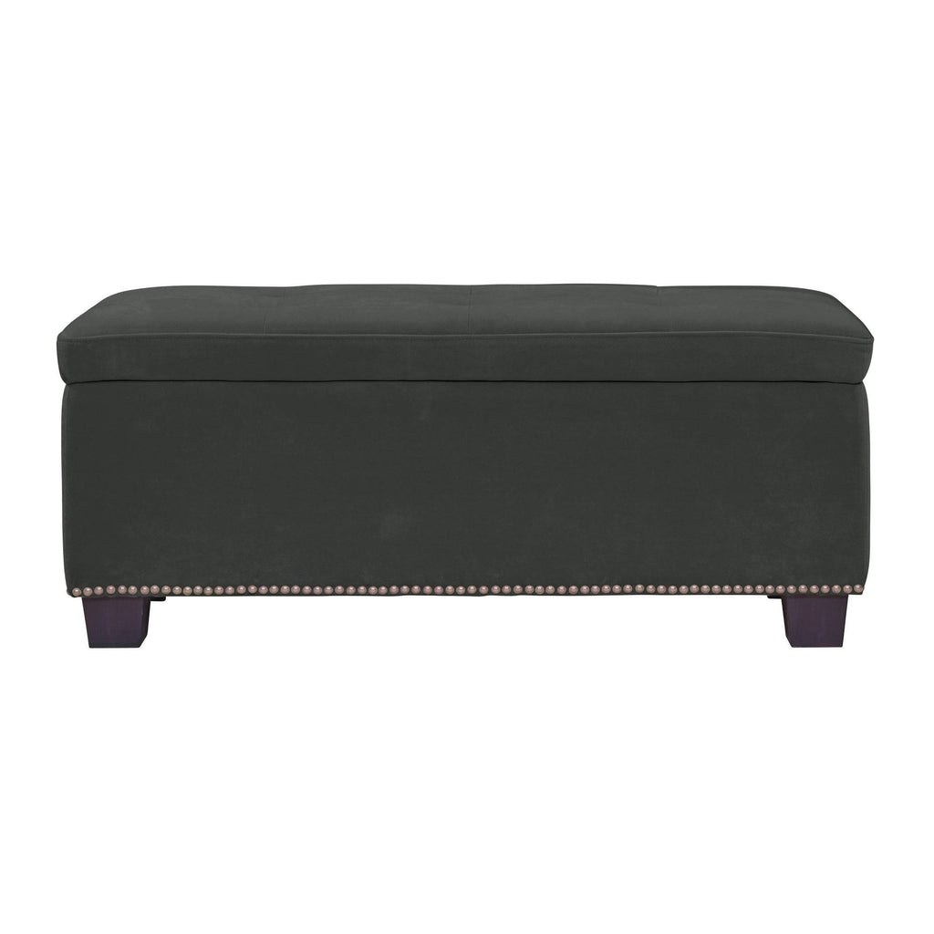 Tufted Storage Ottoman Velvet Gray B639