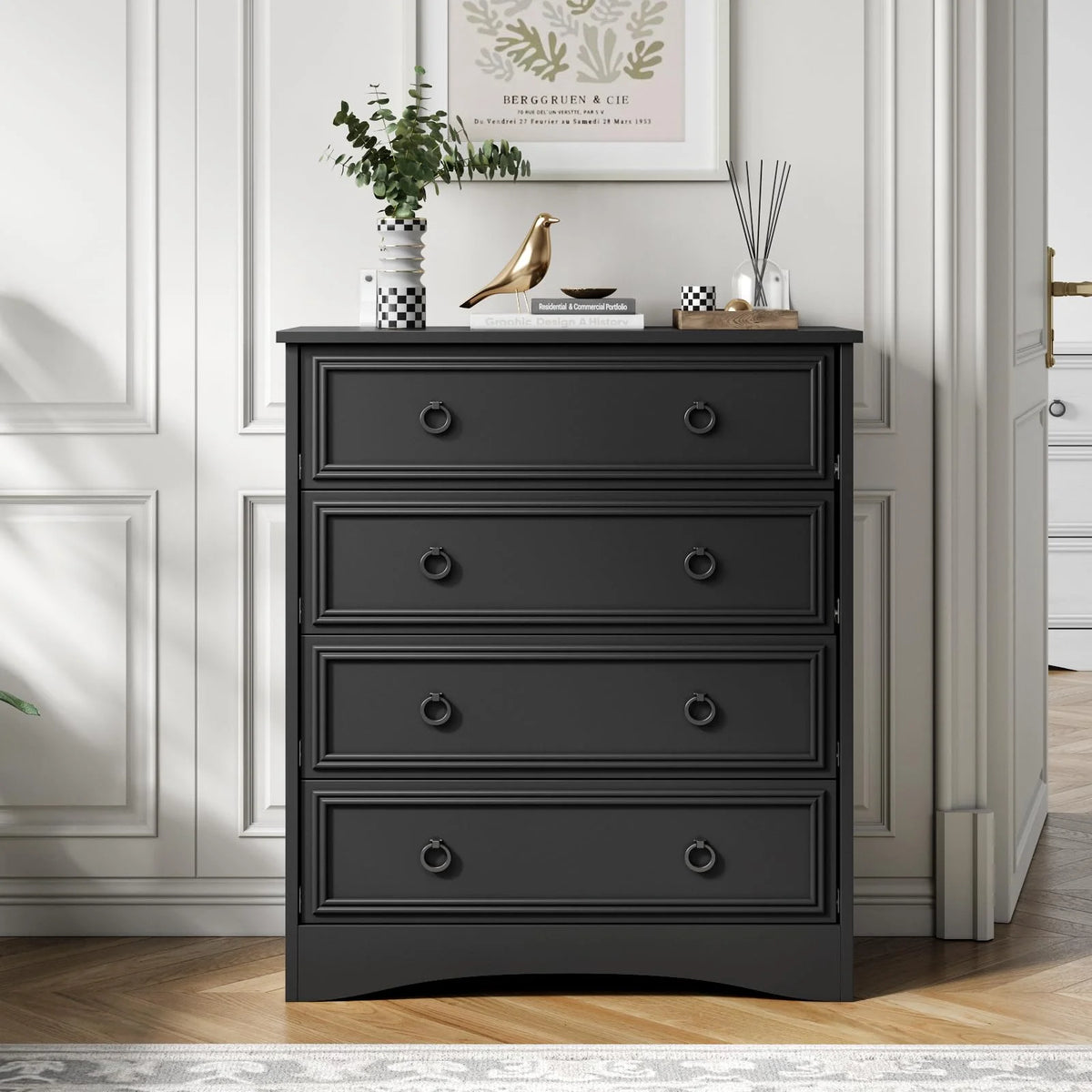 4 Drawer Gray Wood Dresser F288