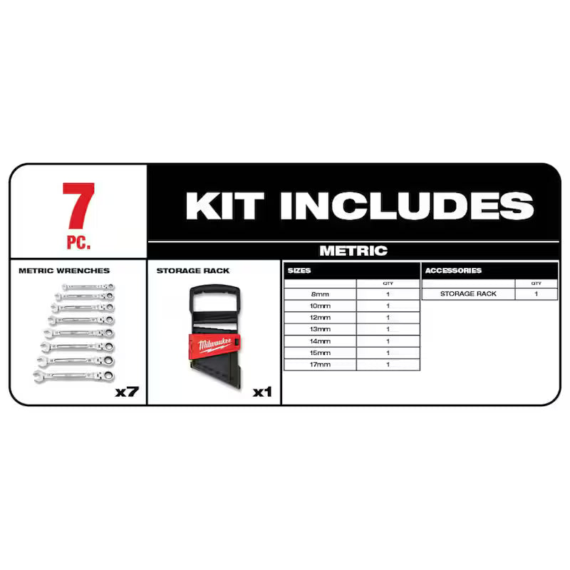 14-Piece Flex-Head Ratcheting Combination Wrench Set SAE and METRIC B7484
