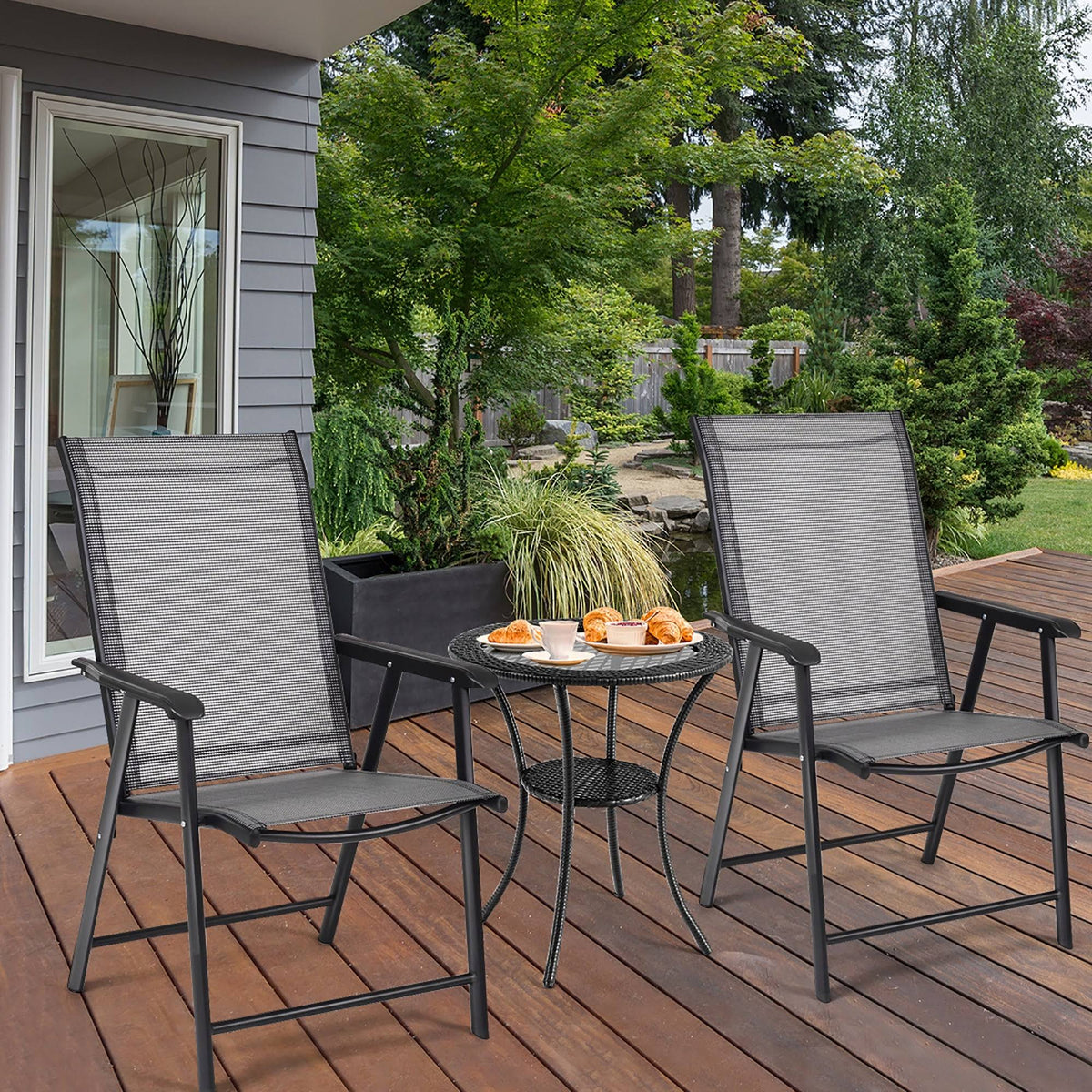 Grey Set of 4 Patio Folding Chairs F537
