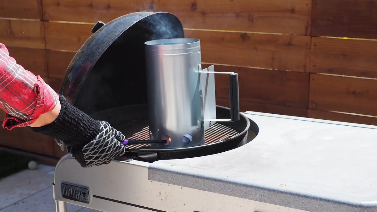 Steel Charcoal Chimney 6pc Value Set with Spatula, Basting Brush, BBQ Fork, Tongs and Heat Resistant Glove R815271