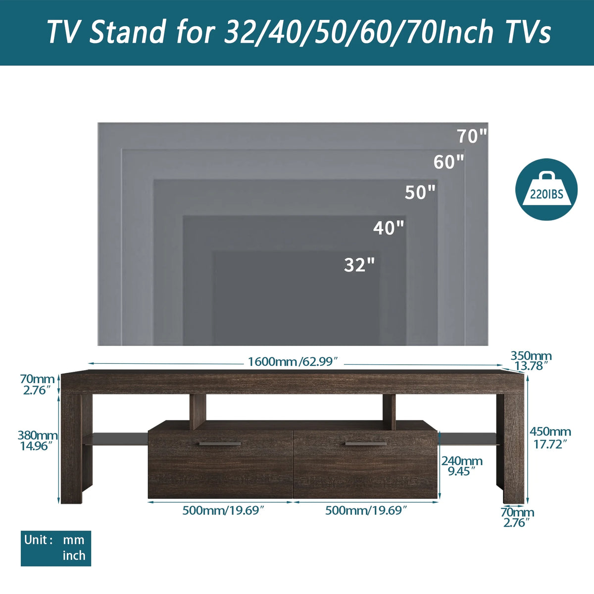 Brown Wood TV Stand with Storage U62581