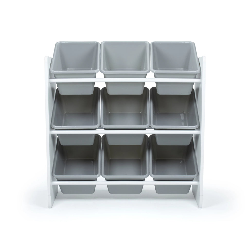White Grey Toy Storage Organizer with 9 Bins A20389