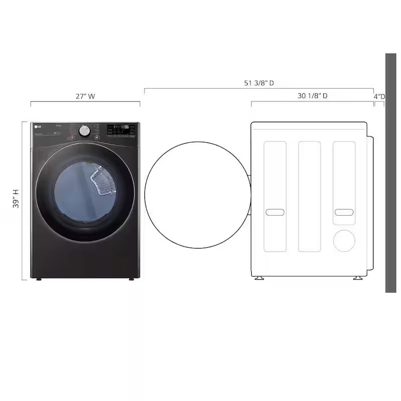 7.4 Cu. Ft. Vented Smart Stackable Gas Dryer in Black Steel Z778683