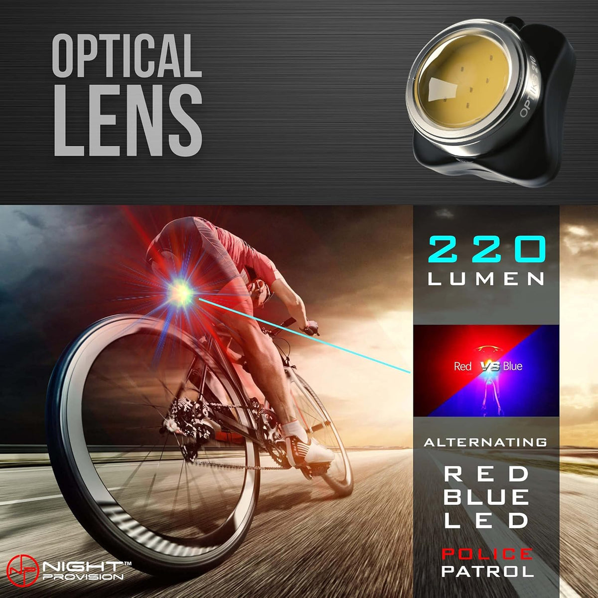 Red/Blue Strobe LED Police Patrol Bike Light A80958