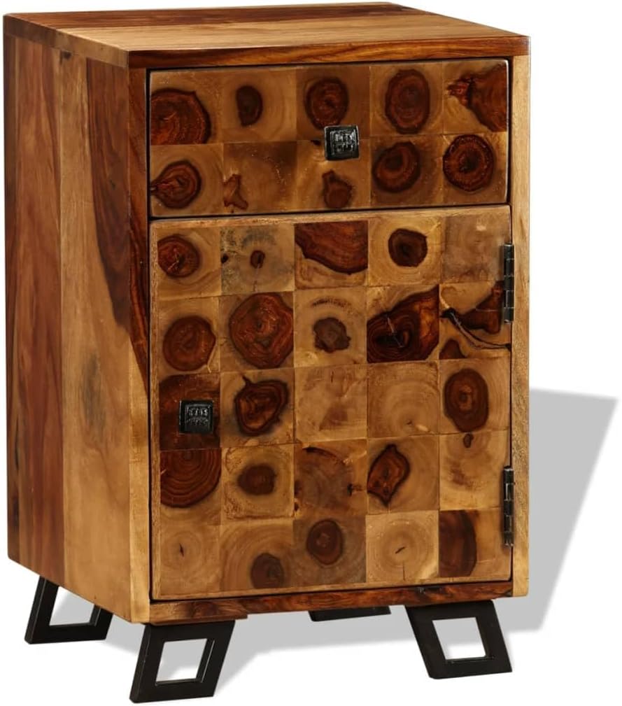Solid Sheesham Wood Nightstand 14.6"x11.8"x21.3" Q36241