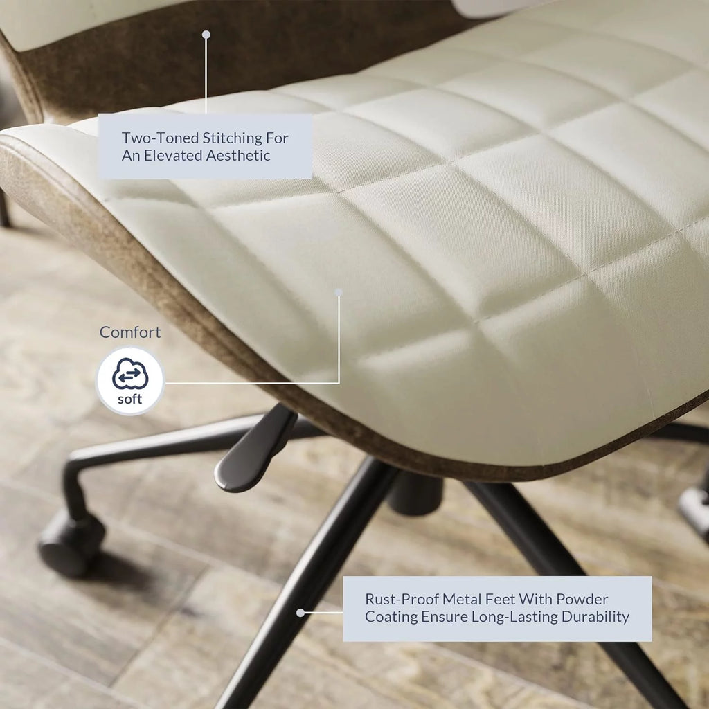Upholstered Linen Desk Chair with Swivel Wheels and Adjustable Height Z99145