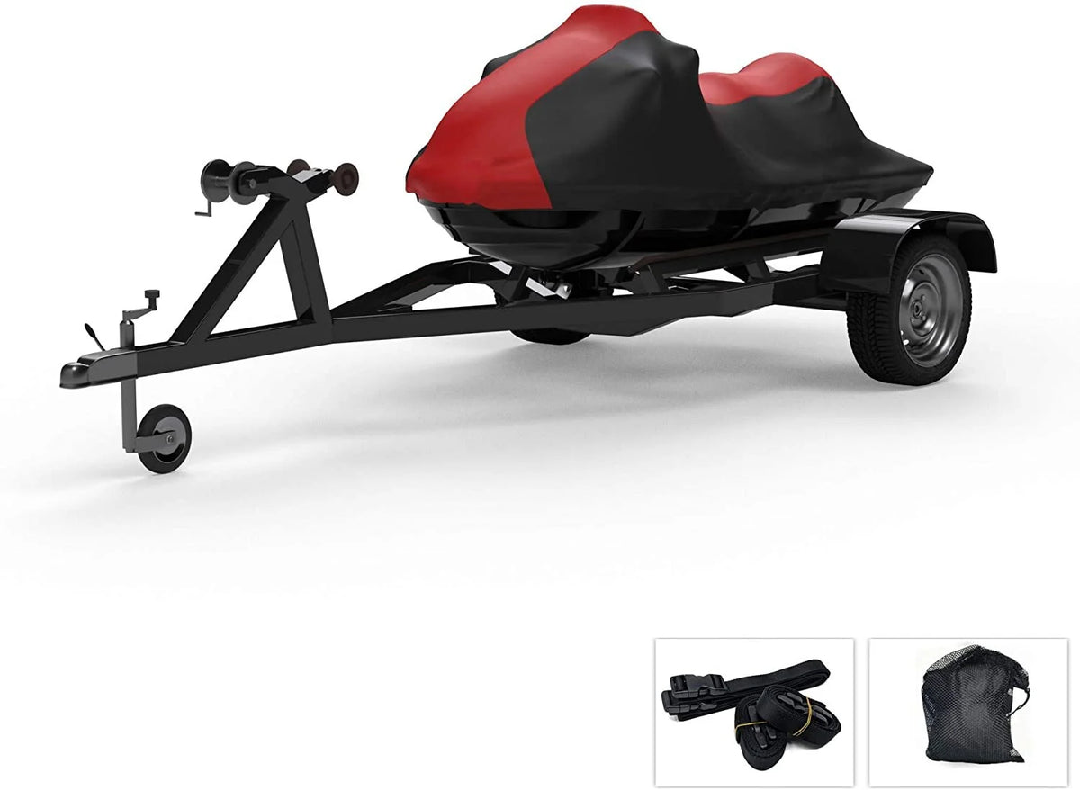 RED/Black Jet Ski Cover with Trailer Straps and Storage Bag K82946