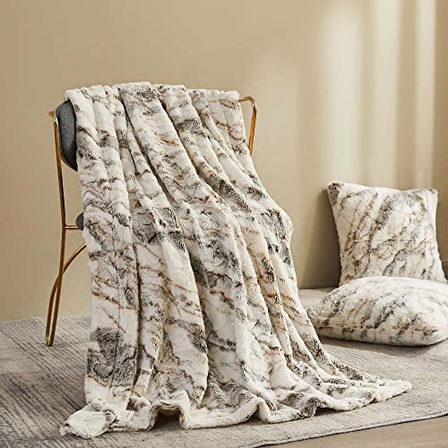 Marble Light Grey 50x60 Faux Fur Throw Blanket O764