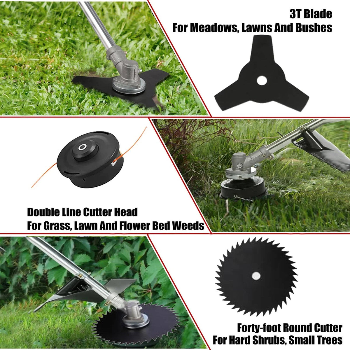 58cc Gas Powered 4-in-1 String Trimmer with 4 Detachable Head N81058