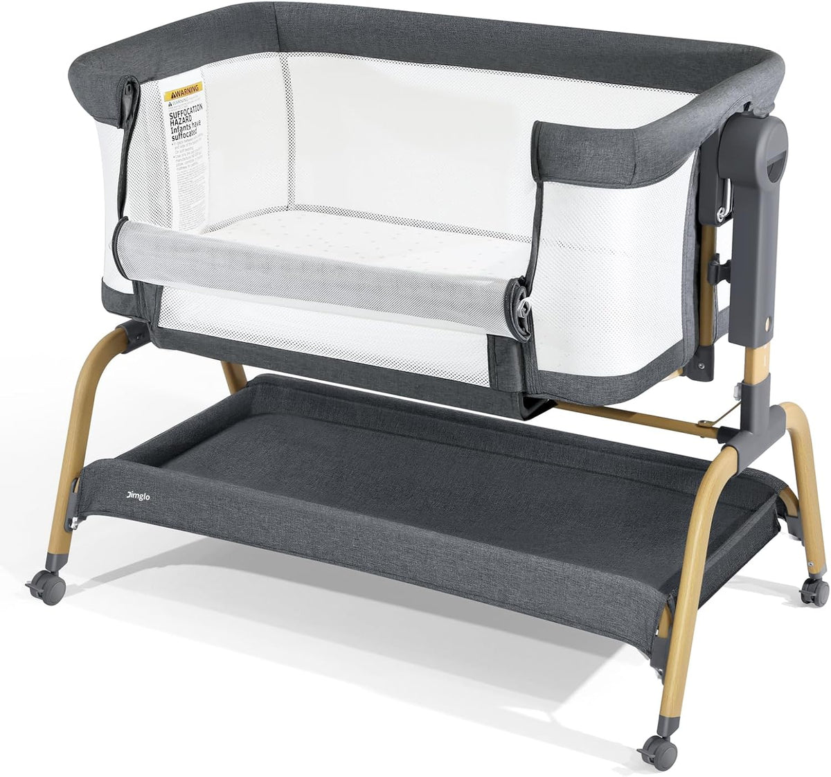 3 in 1 Baby Bassinet with Storage Basket and Wheels X64085