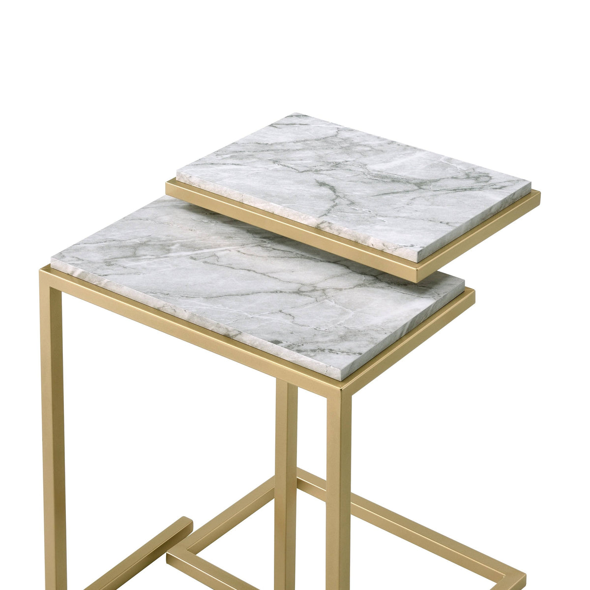 Gold White Faux Marble Top Nesting Tables E75712