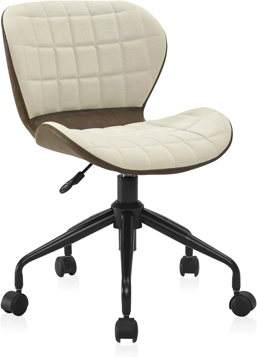 Upholstered Linen Desk Chair with Swivel Wheels and Adjustable Height Z99145