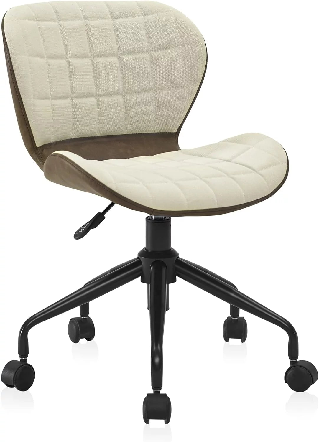 Upholstered Linen Desk Chair with Swivel Wheels and Adjustable Height Z99145