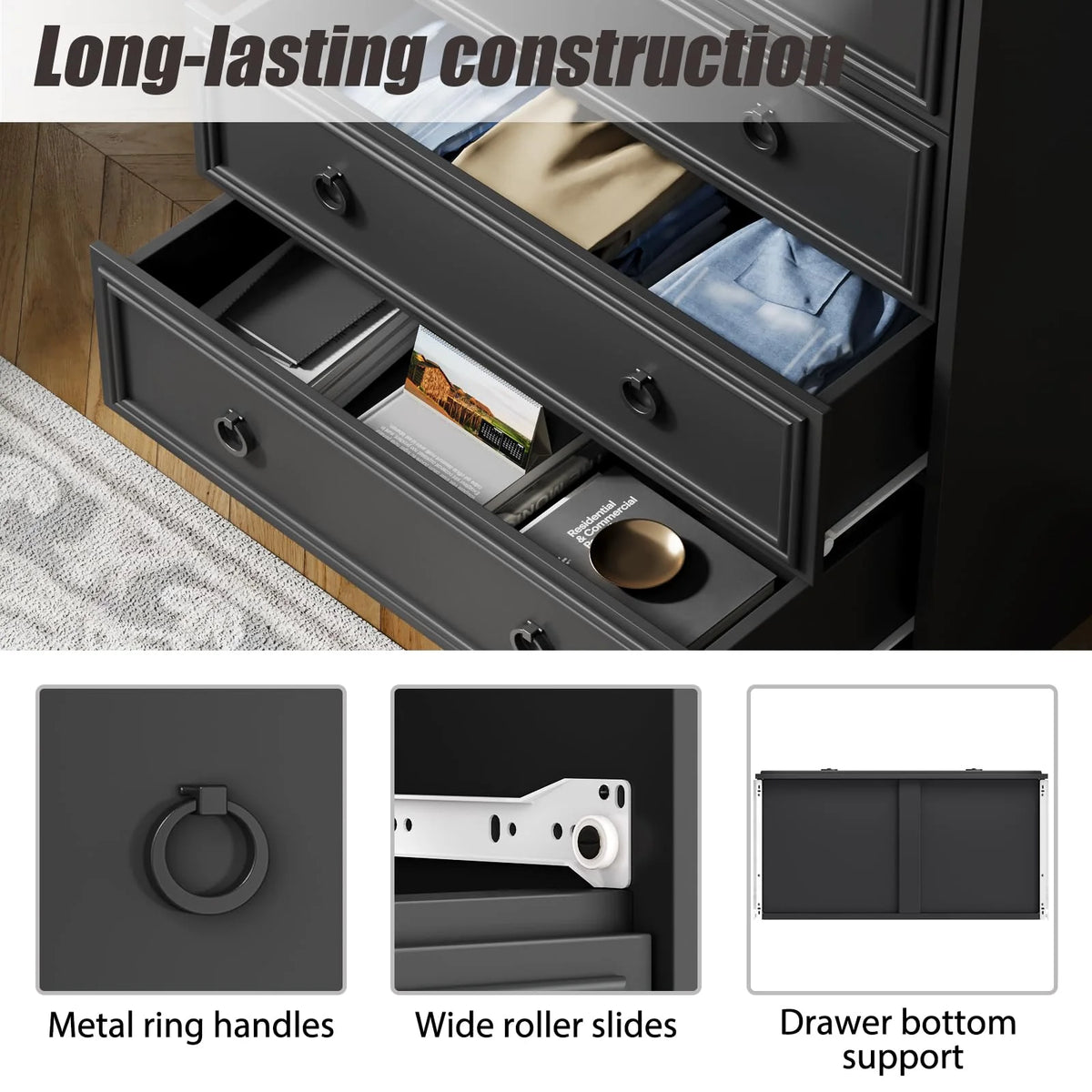 4 Drawer Gray Wood Dresser F288