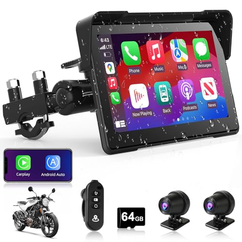 7 inch Motorcycle DVR Wireless Carplay Screen with Dual 2K Cameras GPS Navigation W597577