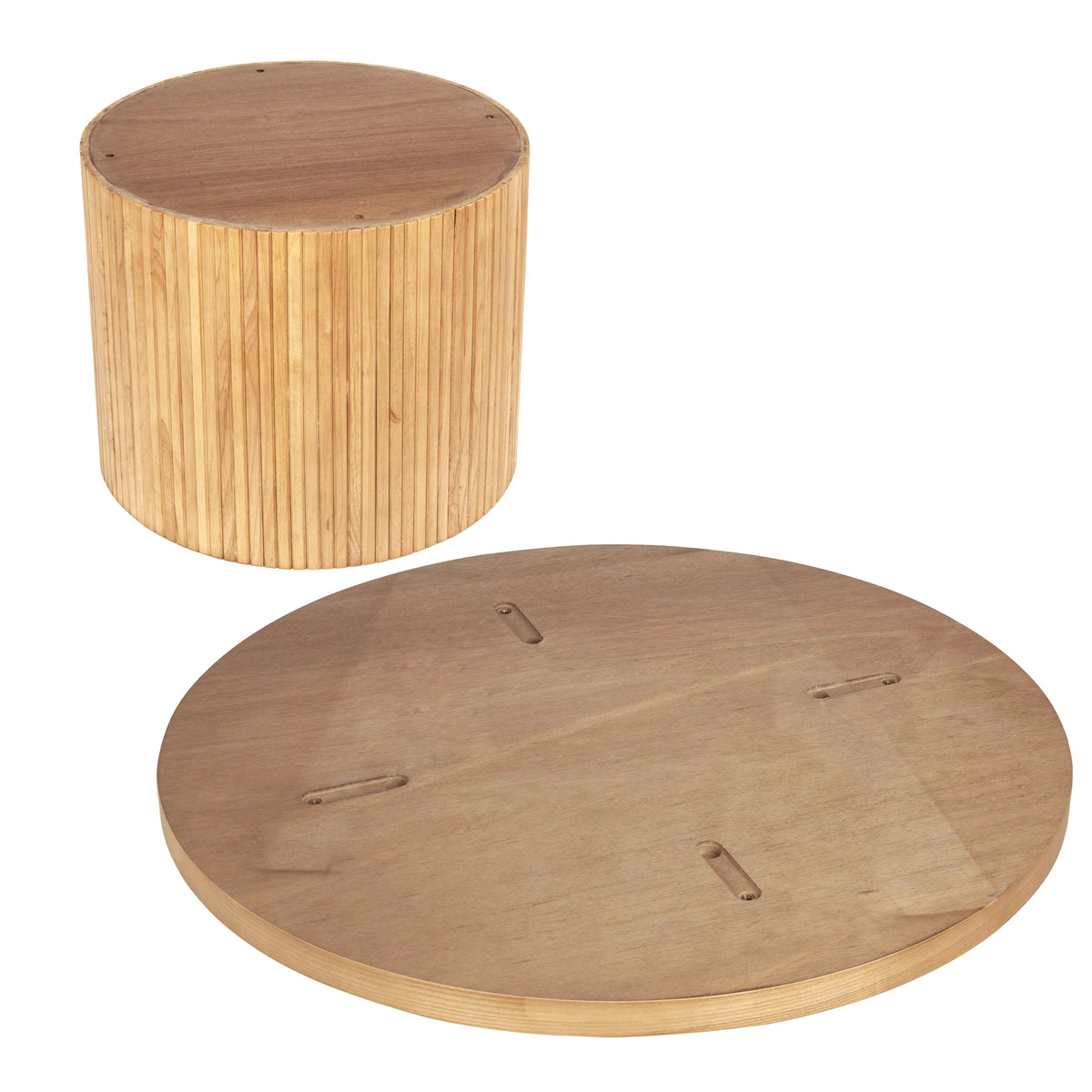 Round Wood Coffee Table with Pedestal End Table Natural 35.5" W471712