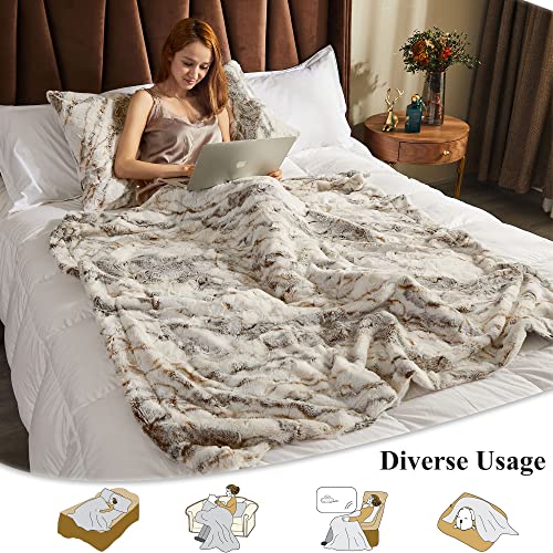 Marble Light Grey 50x60 Faux Fur Throw Blanket O764