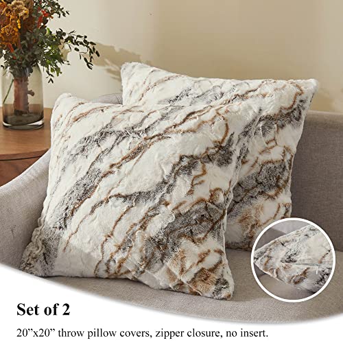 Marble Light Grey 50x60 Faux Fur Throw Blanket O764