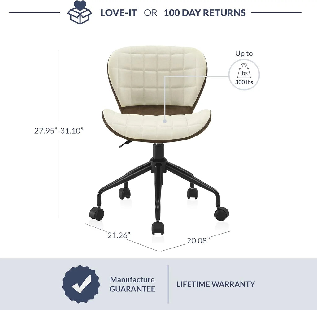 Upholstered Linen Desk Chair with Swivel Wheels and Adjustable Height Z99145