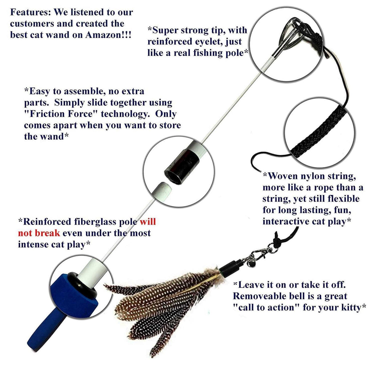 2 Guinea Feather Wand Cat Toy B370