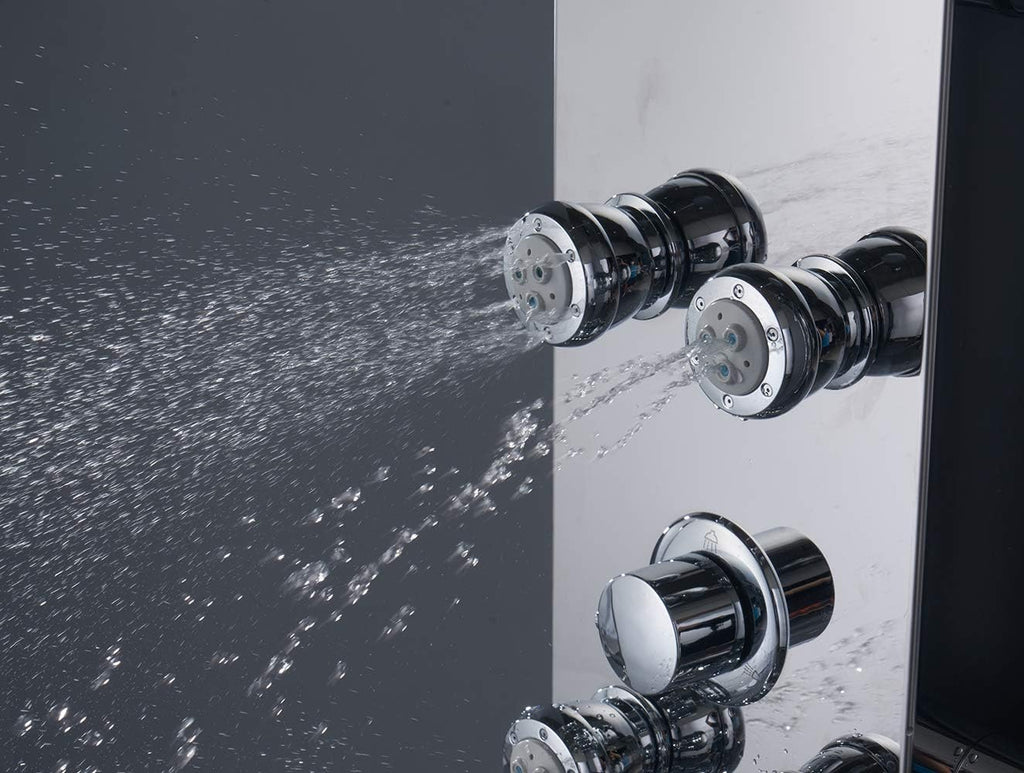 #304 Stainless Steel Shower Panel with LED Temperature Display and 6 Nozzles U28121