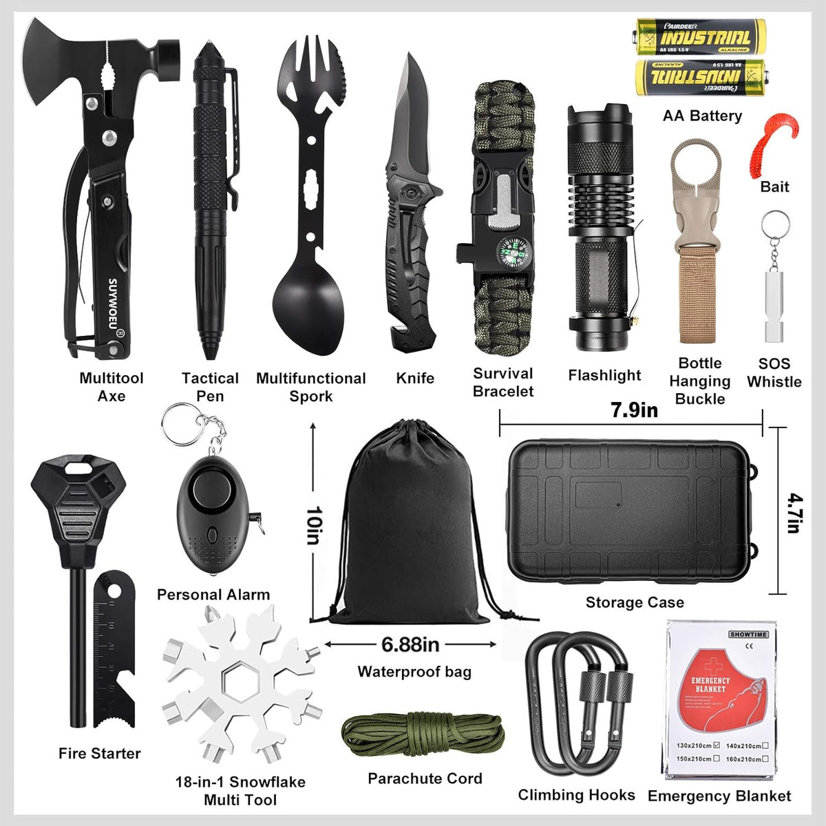 21 in 1 Survival Gear and Equipment Kit U548463