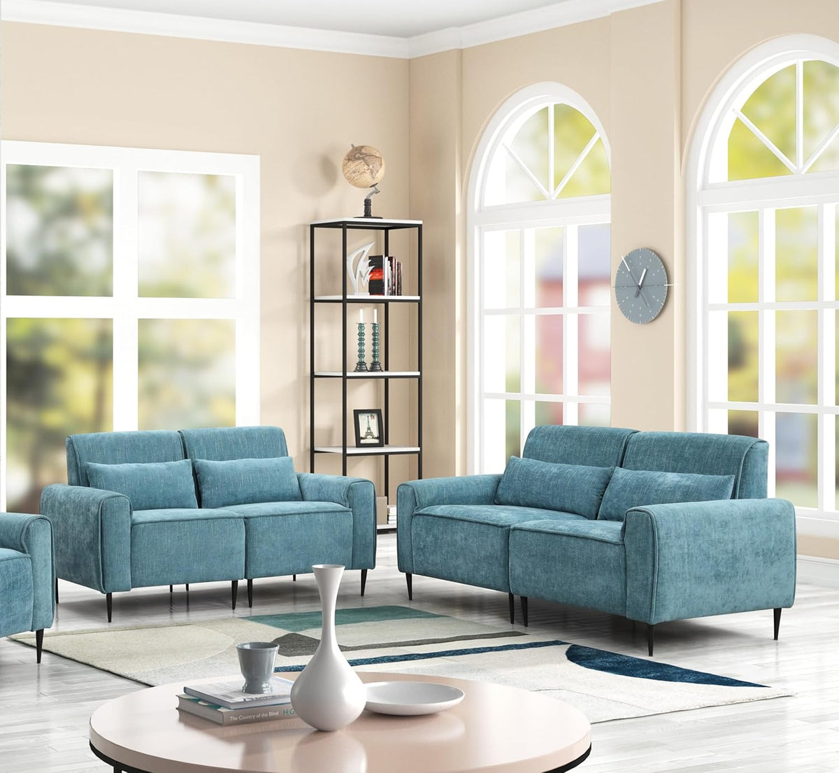 Blue Chenille Sofa Loveseat Set W966820