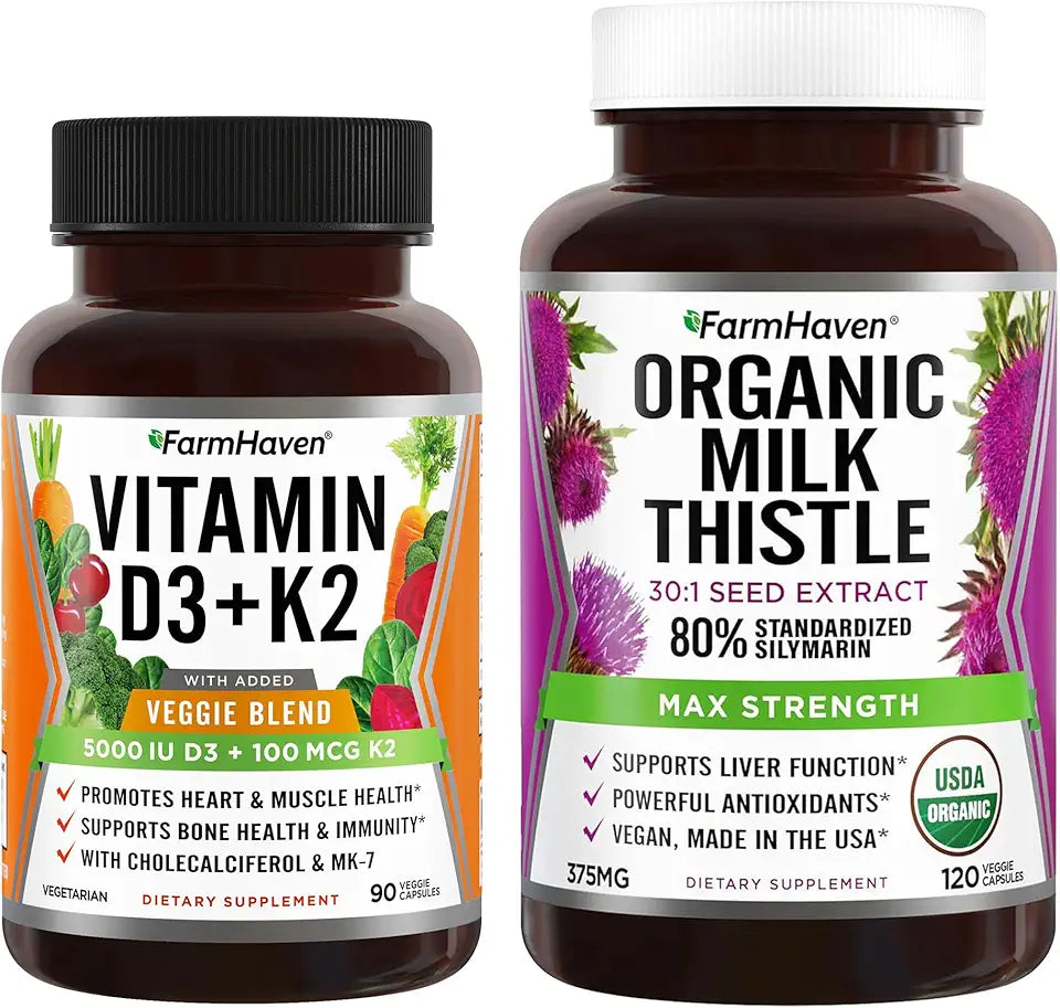 Organic Milk Thistle and Vitamin D3 K2 Capsules I867